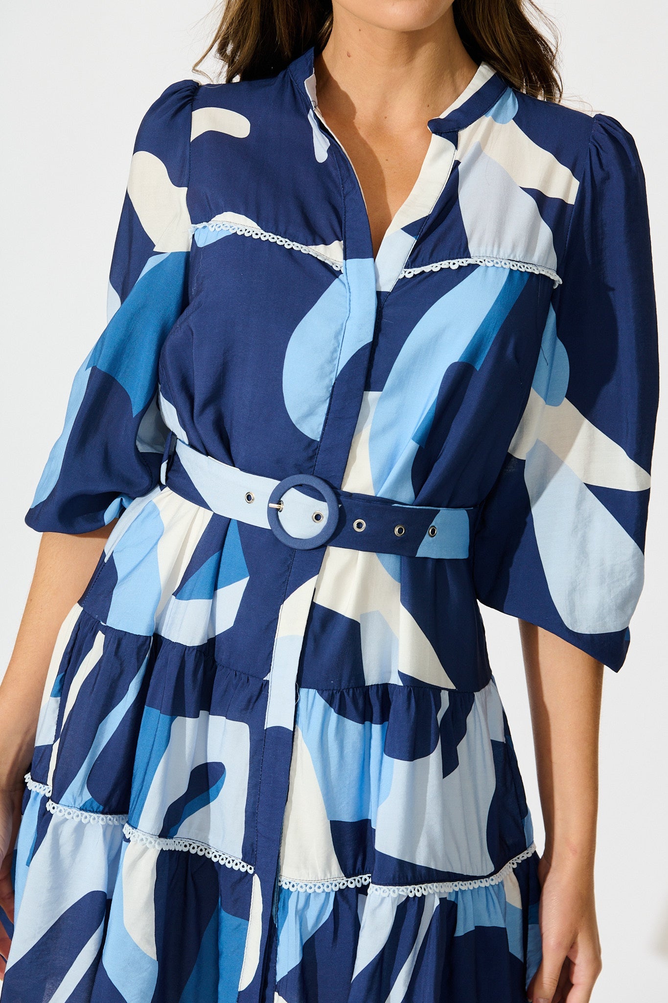 Colour Bound Dress in Navy with Blue Print