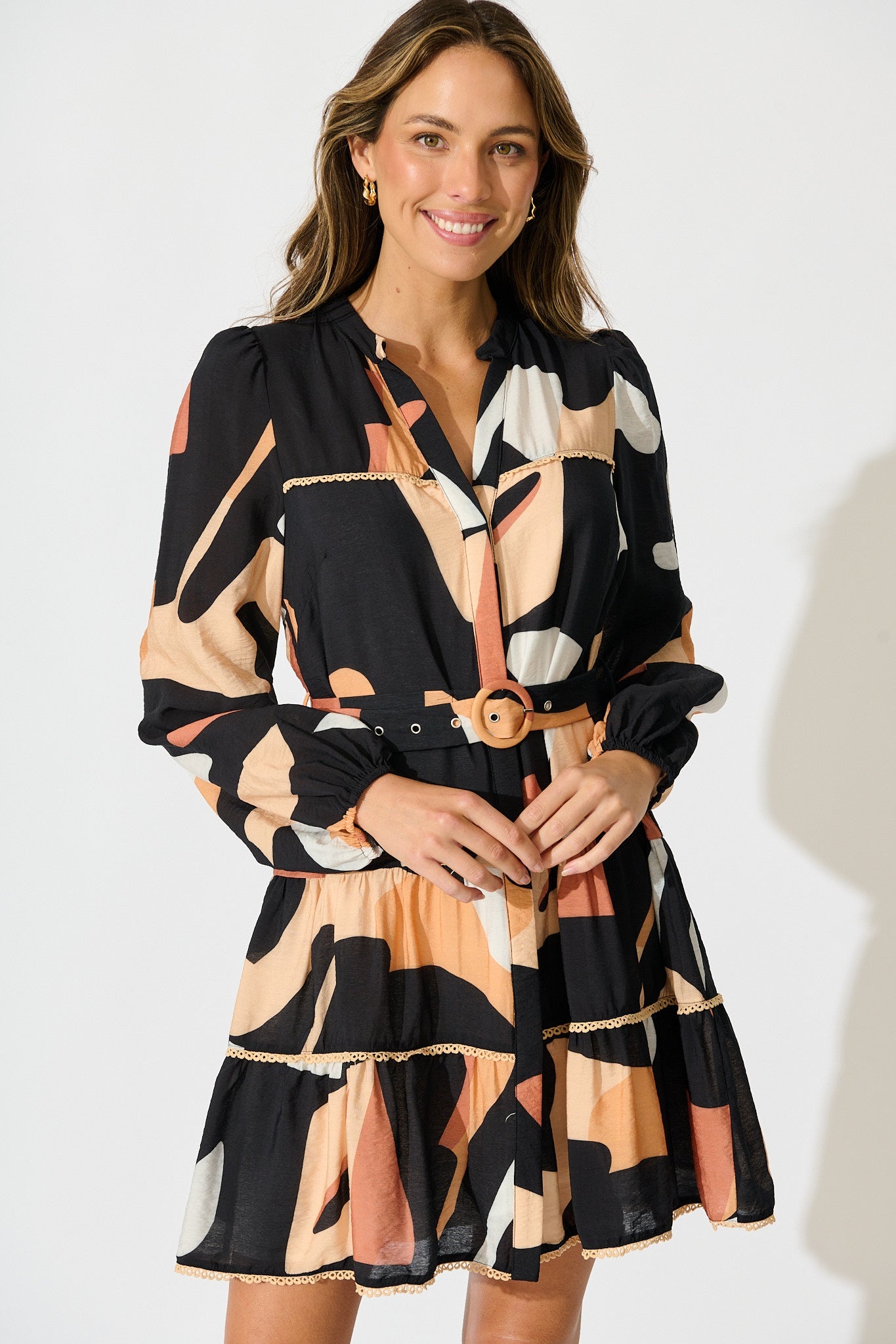 Colour Bound Dress in Rust with Black Print