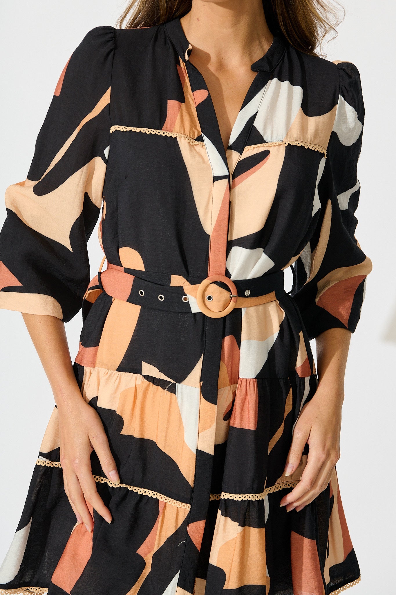Colour Bound Dress in Rust with Black Print