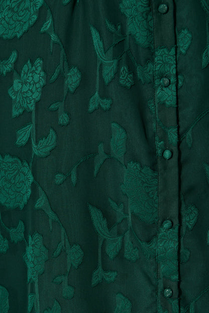 Carolina Midi Dress in Emerald Floral Burnout Chiffon