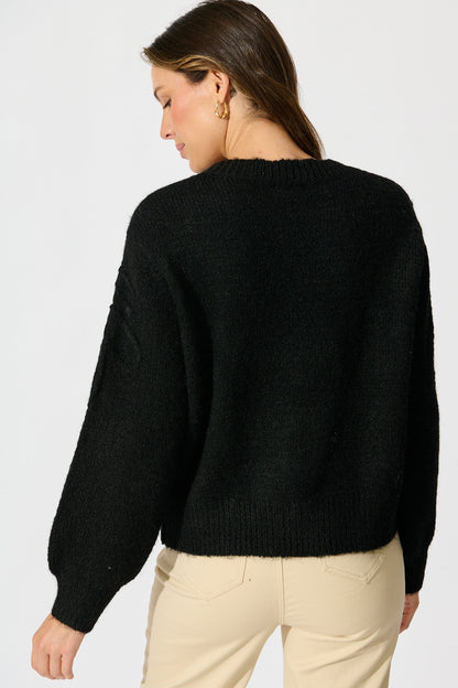 Gemma Knit in Black with Gold Sequin Wool Blend