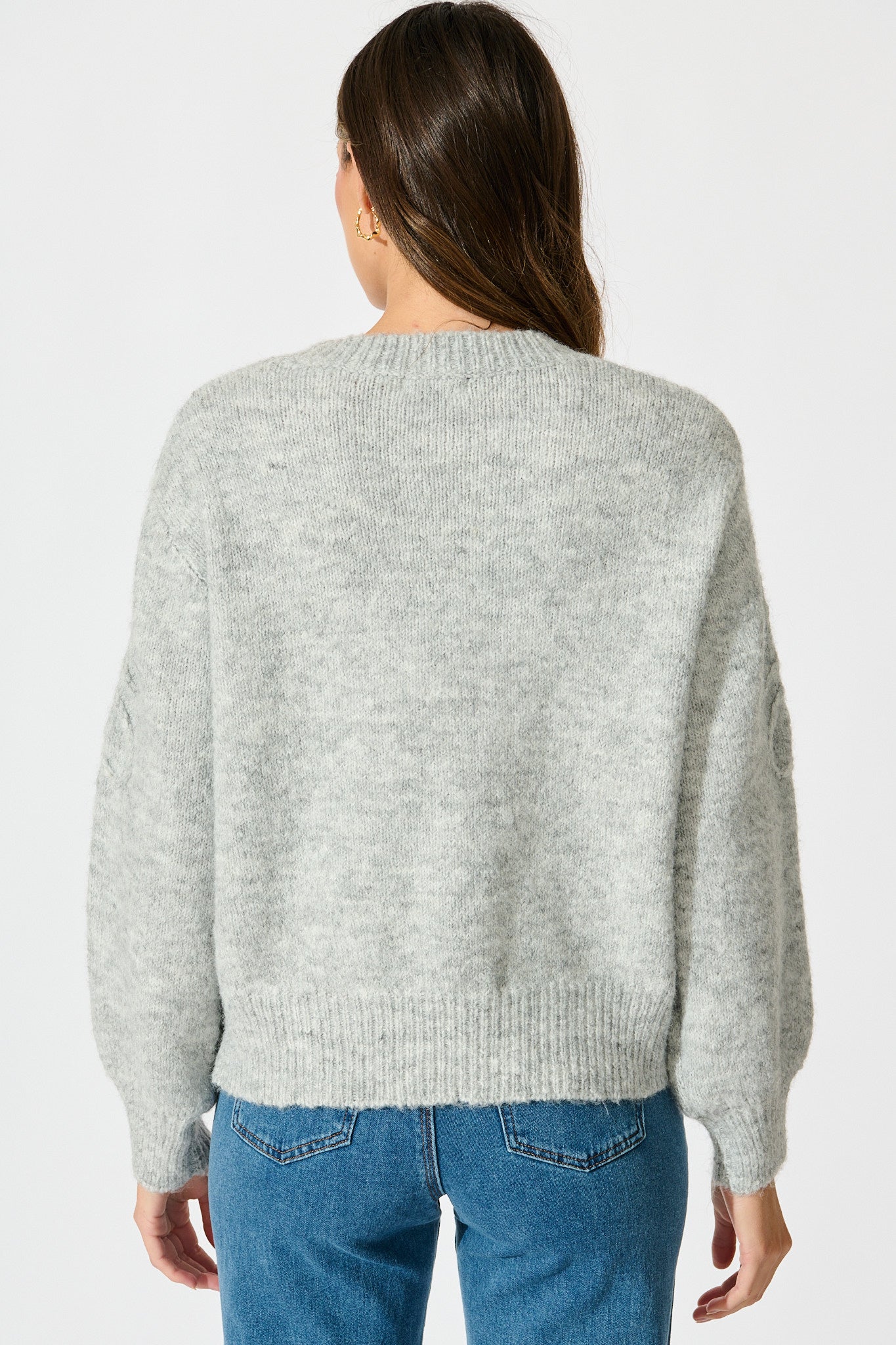 Gemma Knit in Grey Marle with Silver Sequin Wool Blend