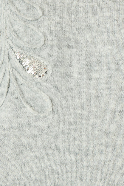 Gemma Knit in Grey Marle with Silver Sequin Wool Blend