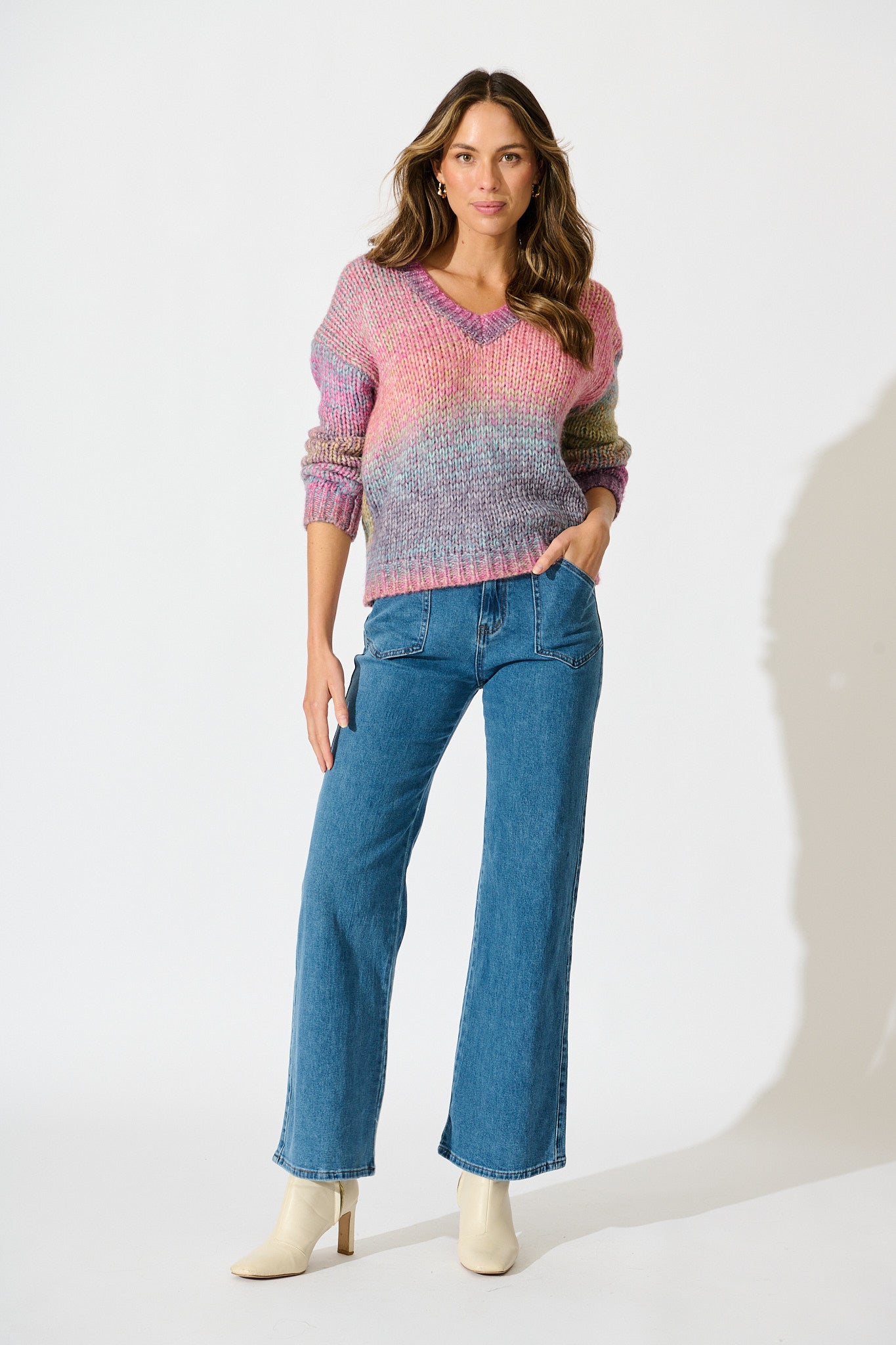 Remi Knit in Purple Multi Space Dye Wool Blend