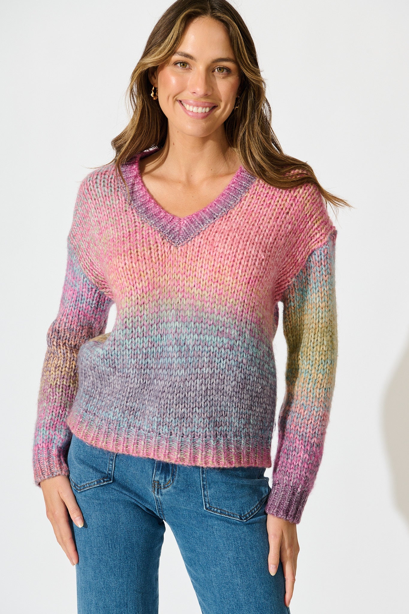 Remi Knit in Purple Multi Space Dye Wool Blend