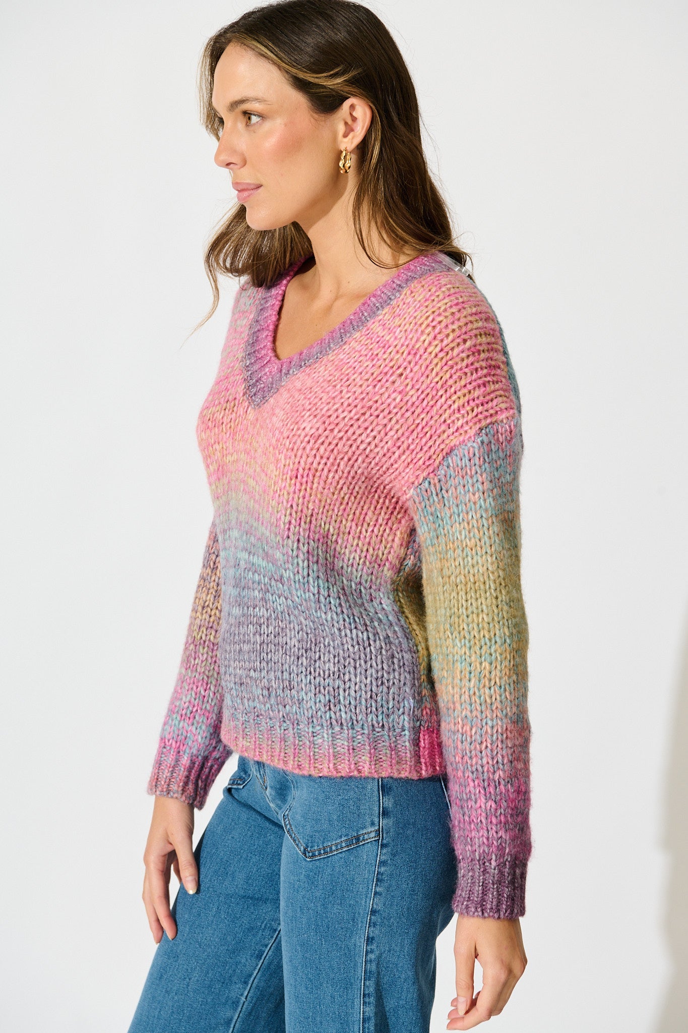 Remi Knit in Purple Multi Space Dye Wool Blend