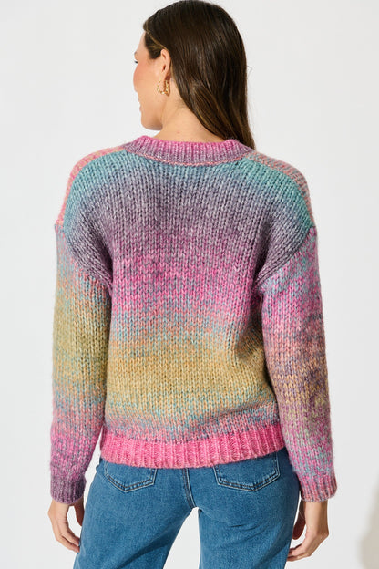 Remi Knit in Purple Multi Space Dye Wool Blend