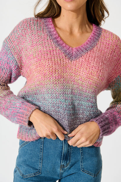 Remi Knit in Purple Multi Space Dye Wool Blend