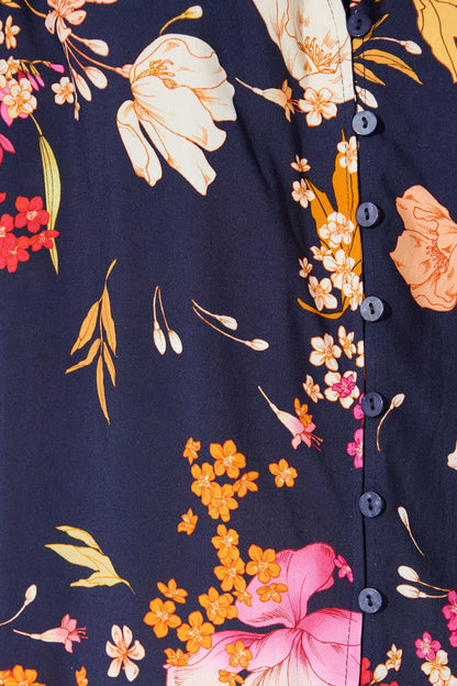 Devotion Top in Navy with Multi Floral