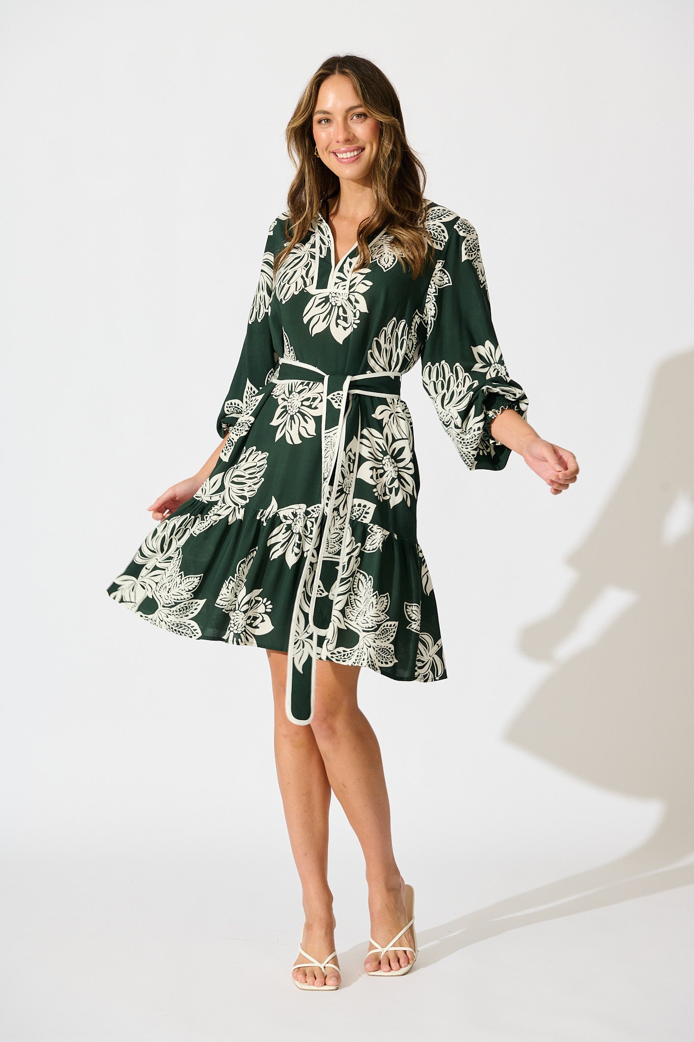 Embrace Dress in Emerald White Floral