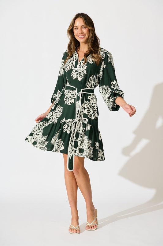 Embrace Dress in Emerald White Floral