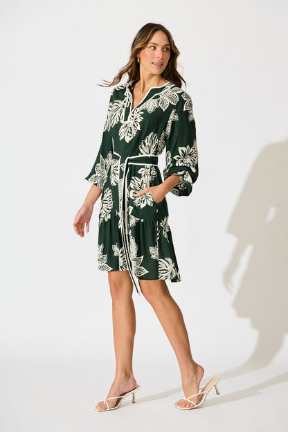 Embrace Dress in Emerald White Floral