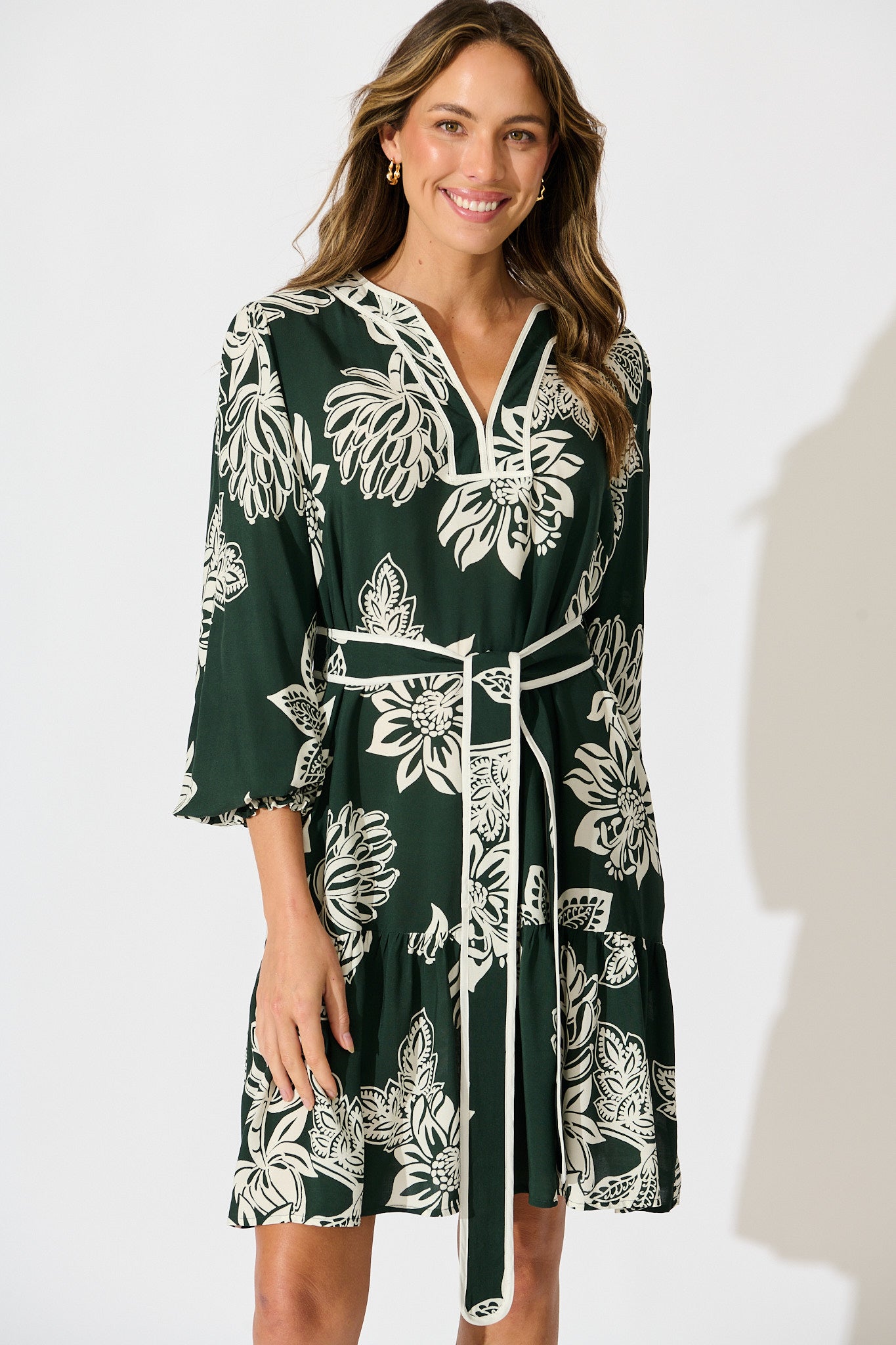 Embrace Dress in Emerald White Floral