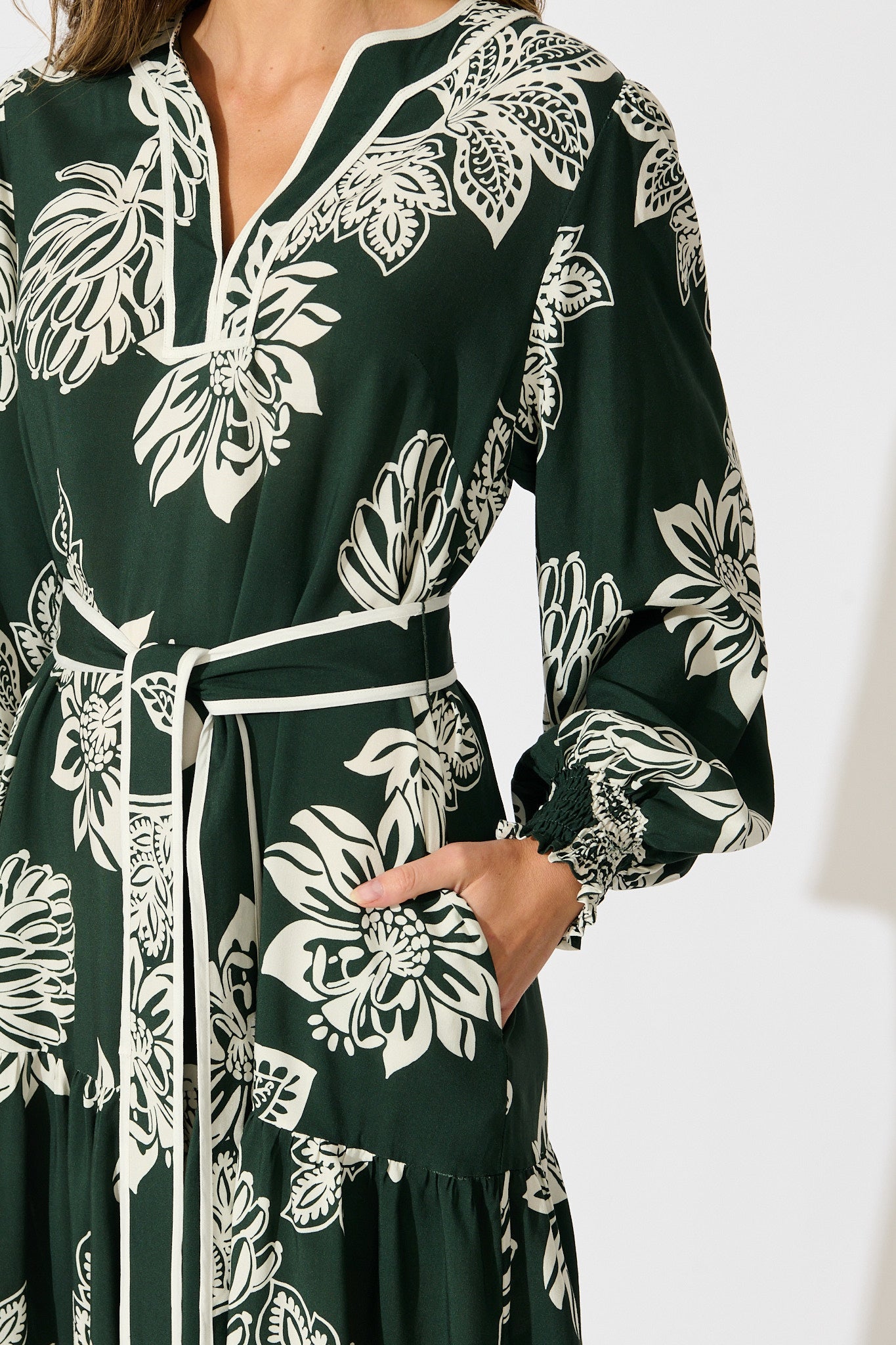 Embrace Dress in Emerald White Floral