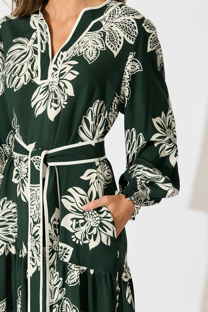 Embrace Dress in Emerald White Floral