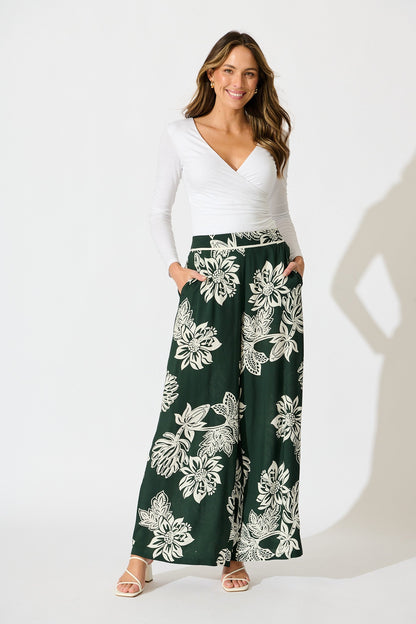 Confessions Pant in Emerald White Floral