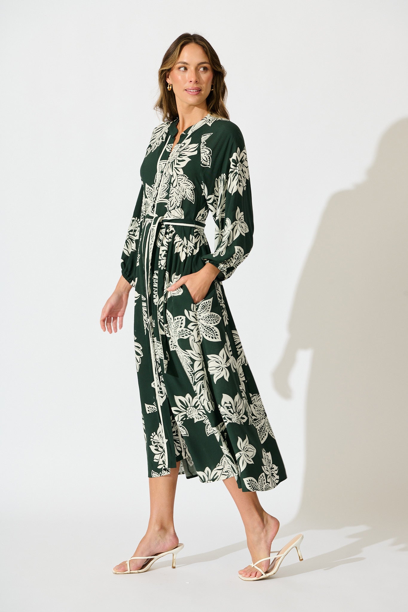 Spellbound Maxi Dress in Emerald White Floral