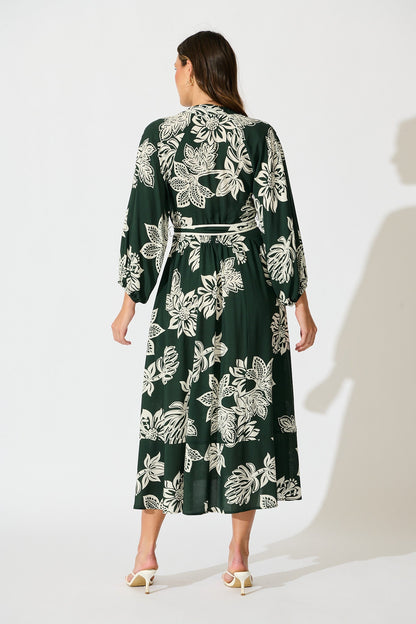 Spellbound Maxi Dress in Emerald White Floral