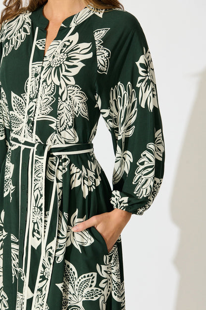 Spellbound Maxi Dress in Emerald White Floral