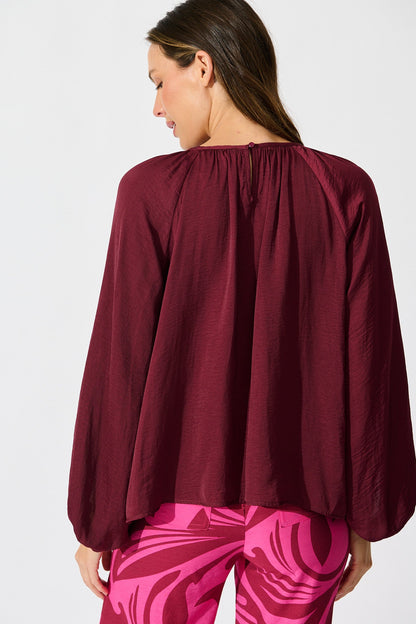Marianna Top in Wine Satin