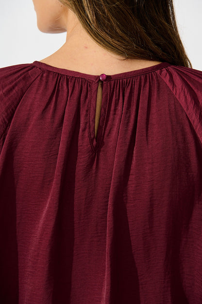 Marianna Top in Wine Satin