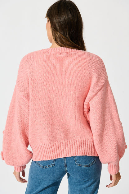 Hana Knit Cardigan in Dusty Pink Wool Blend