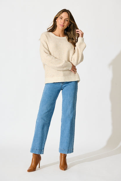 Maggie Knit in Beige Marle Wool Blend