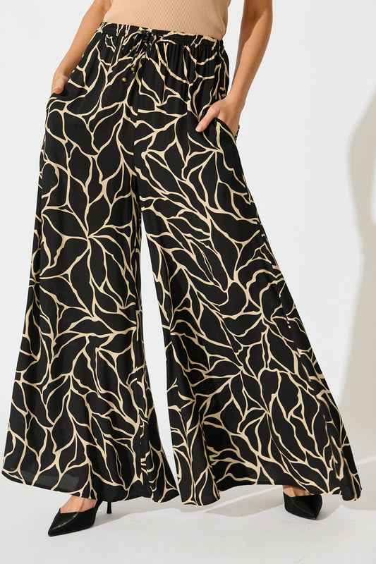 Lucia Pant In Black Geometric Print
