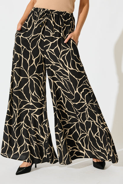 Lucia Pant In Black Geometric Print
