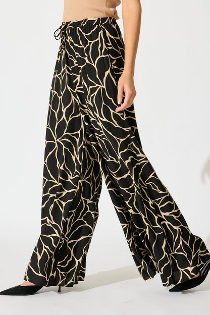 Lucia Pant In Black Geometric Print