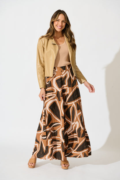 Denver Pant in Neutral Geometric Print