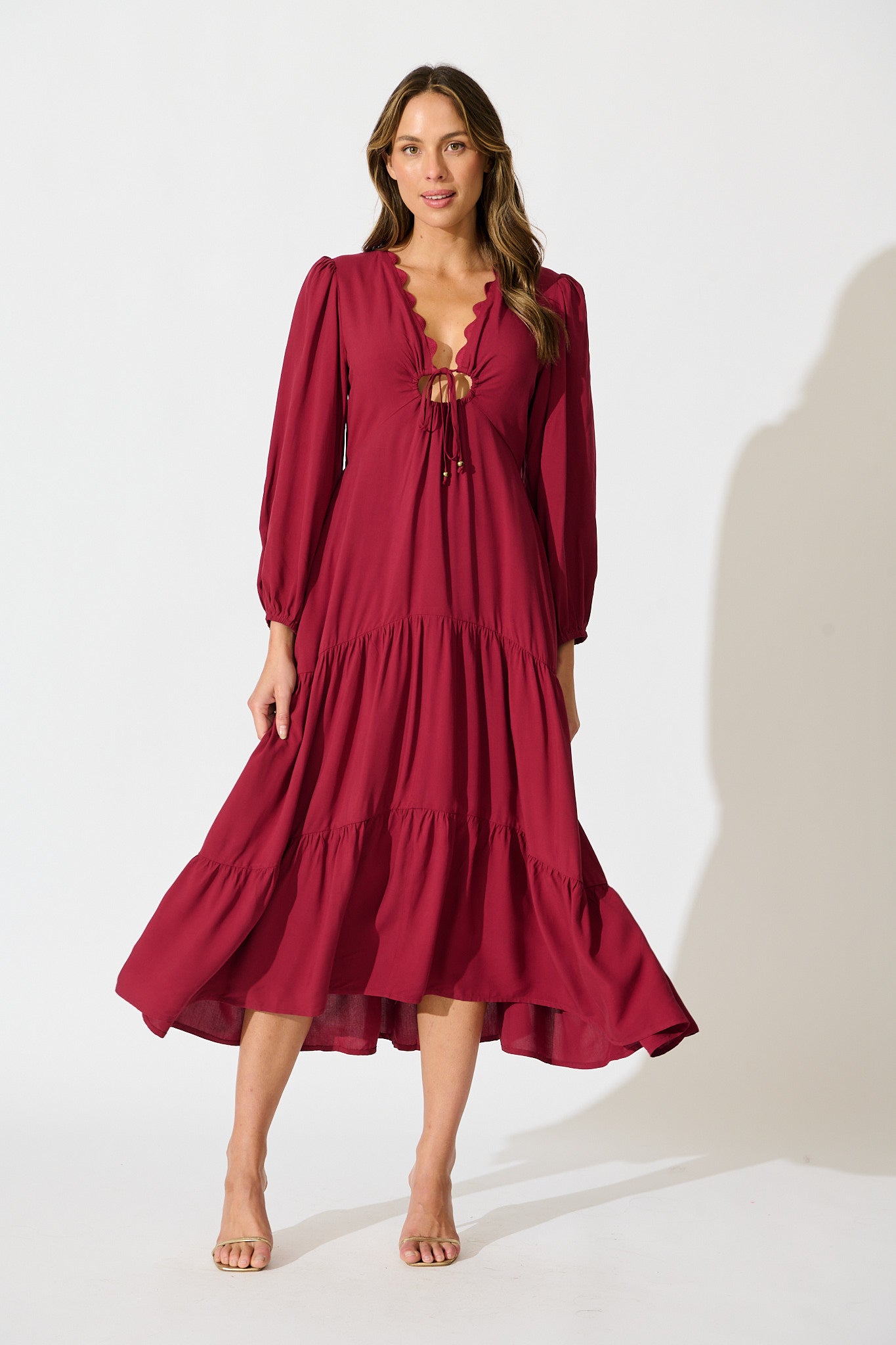 Zena Midi Dress in Wine