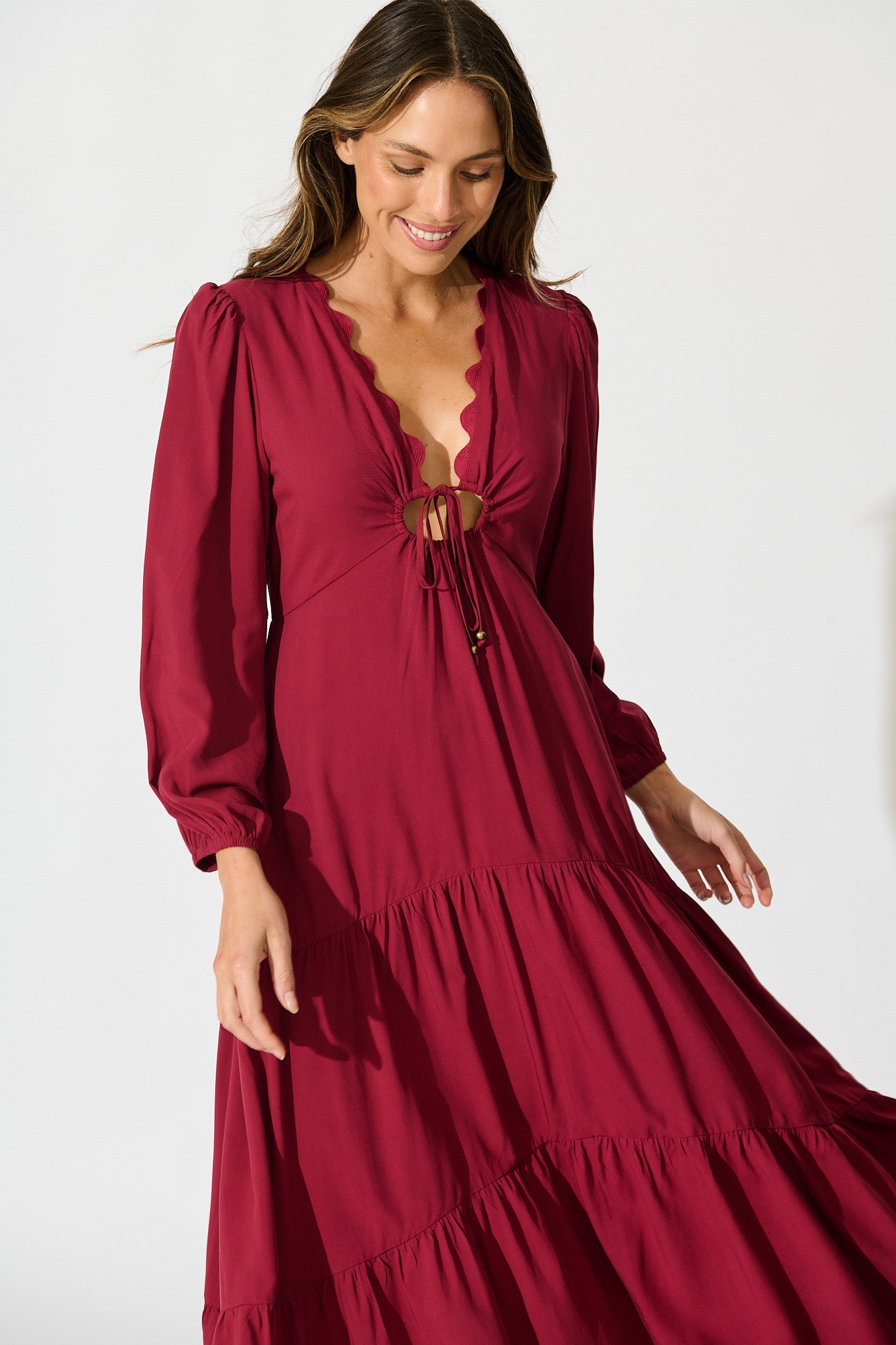 Zena Midi Dress in Wine