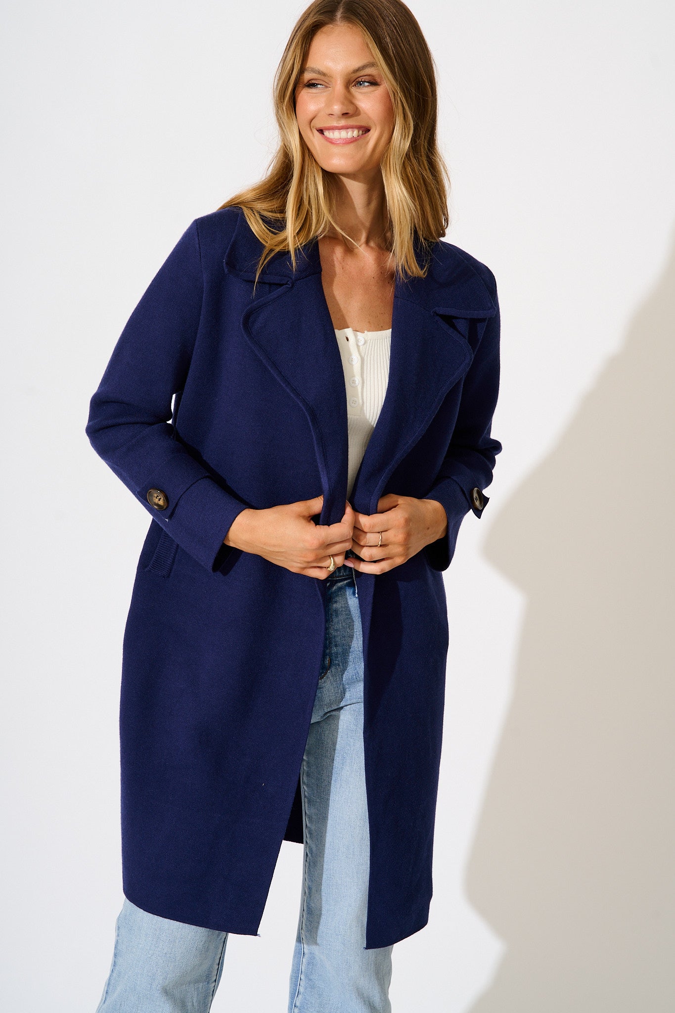 Luxe Knit Coat in Navy