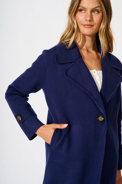 Luxe Knit Coat in Navy