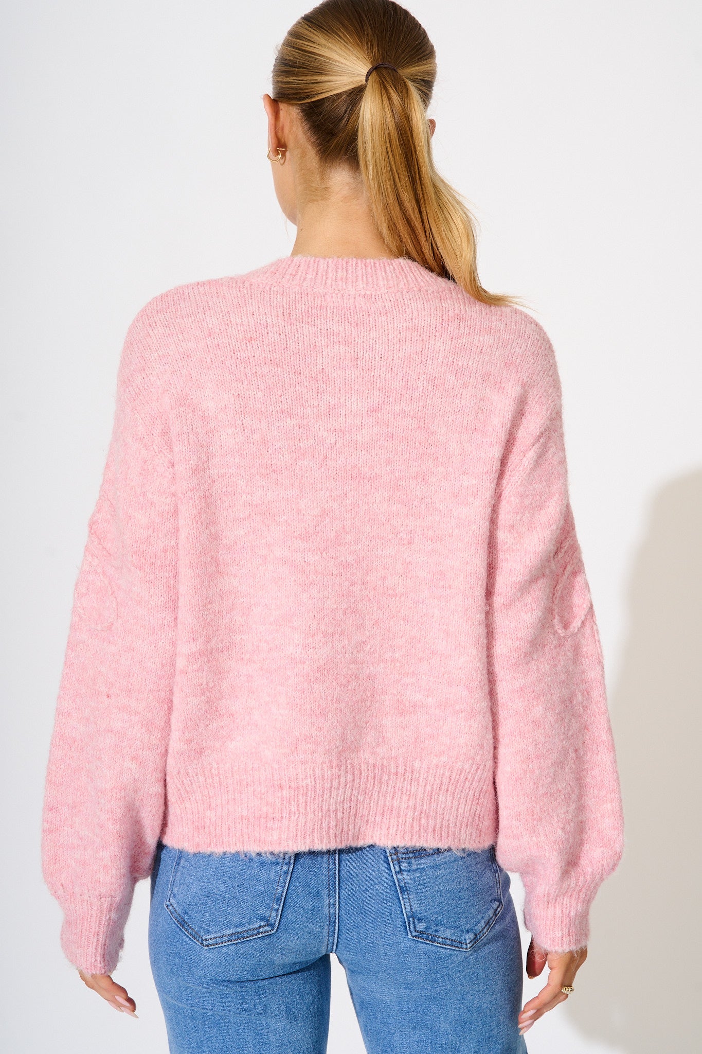 Gemma Knit in Pink Marle with Silver Sequin Wool Blend