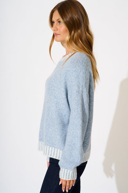 Maggie Knit in Pale Blue Marle Wool Blend