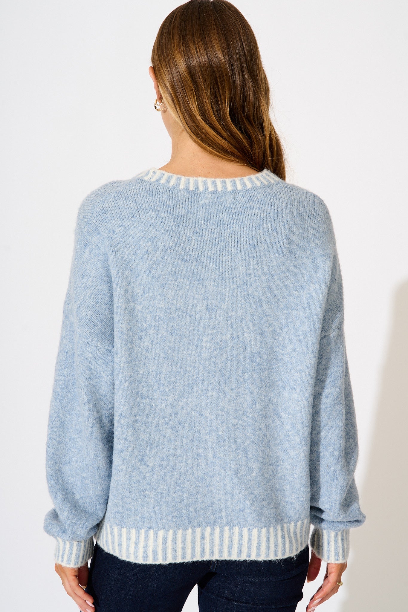 Maggie Knit in Pale Blue Marle Wool Blend