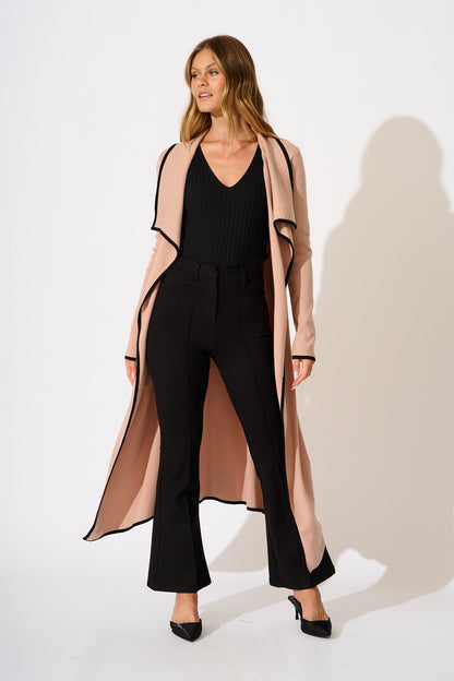 The Contrast Cameo Knit Cardigan in Beige