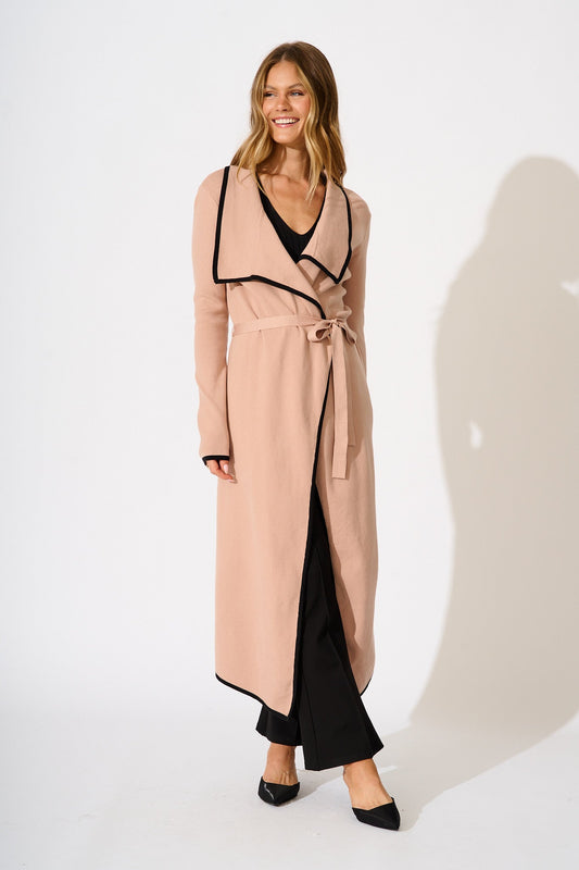 The Contrast Cameo Knit Cardigan in Beige