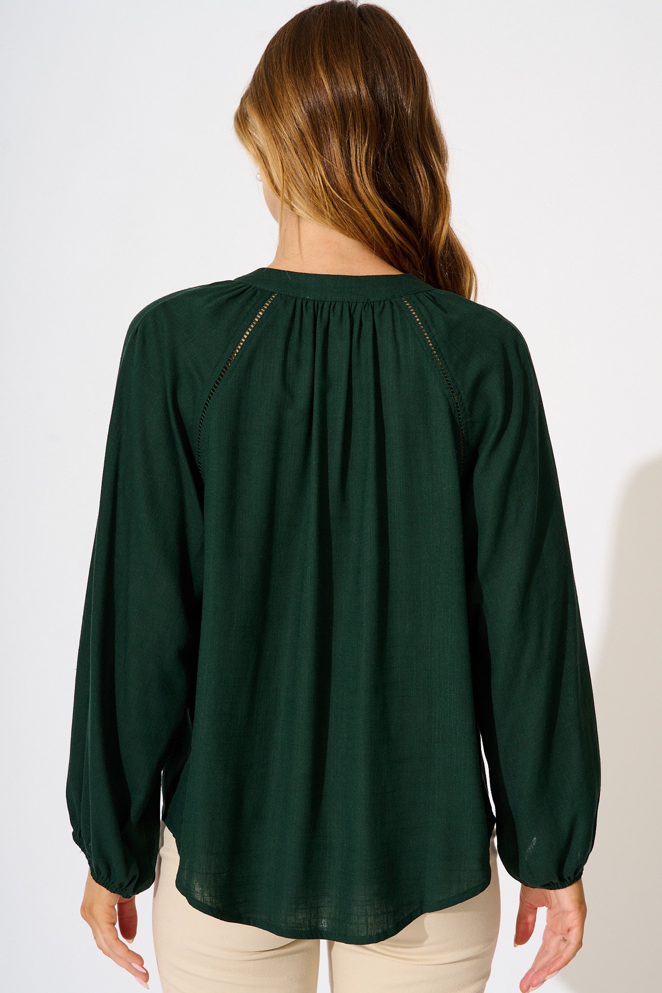 Soft Spoken Top in Emerald Linen Blend