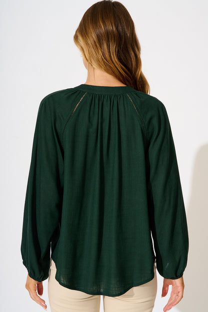 Soft Spoken Top in Emerald Linen Blend