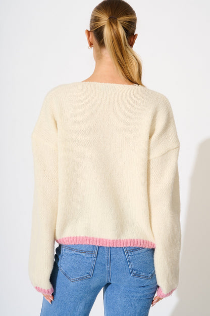 A love Affair Intarsia Knit in Cream