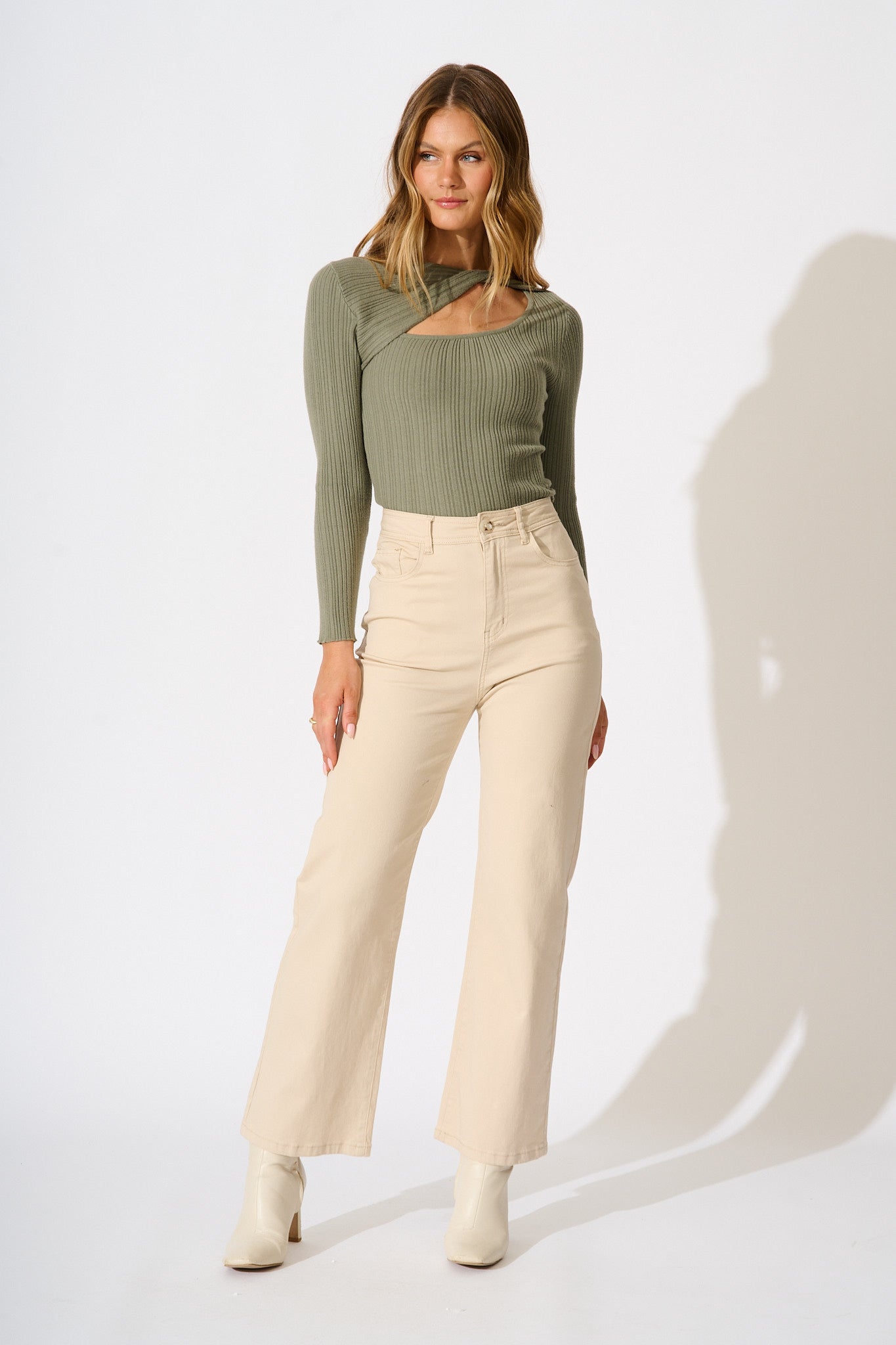 Delaray Knit Top in Khaki