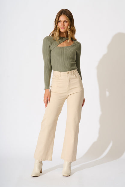 Delaray Knit Top in Khaki