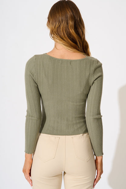 Delaray Knit Top in Khaki