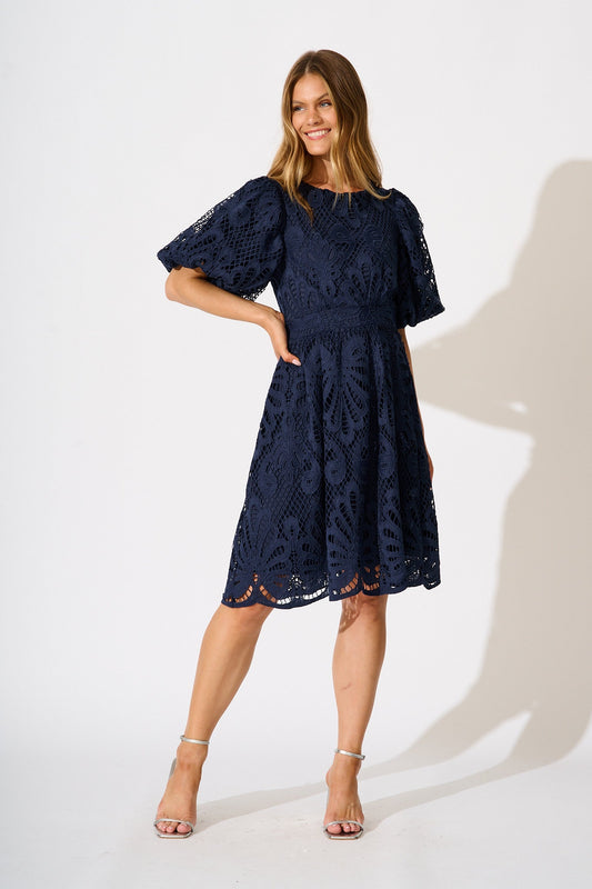 Seraphina Lace Dress in Navy