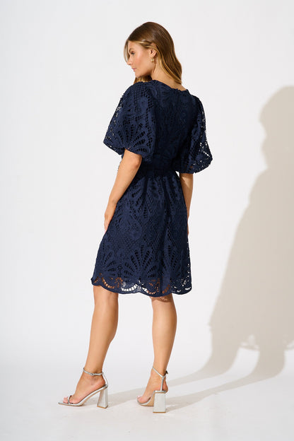 Seraphina Lace Dress in Navy