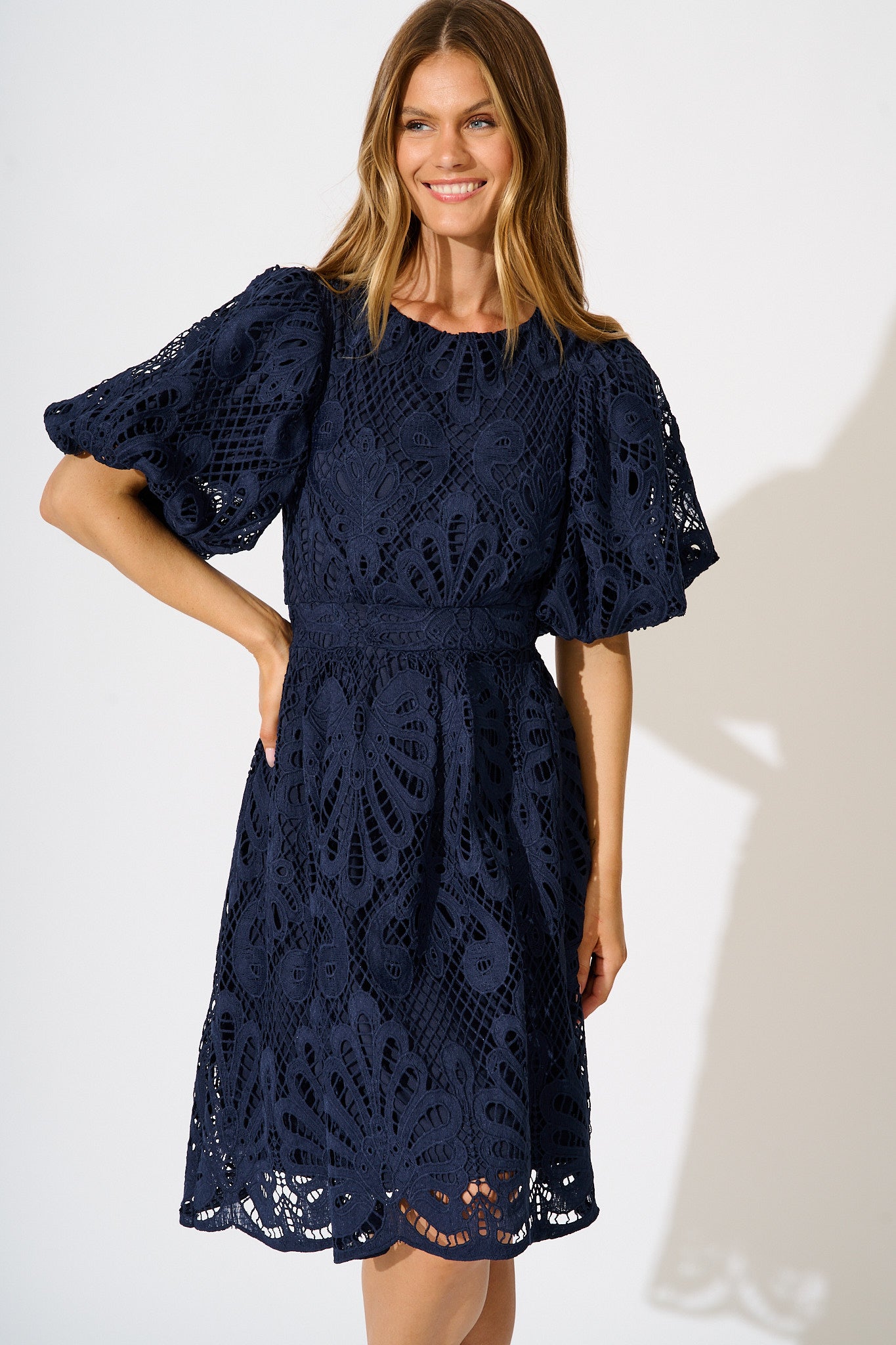 Seraphina Lace Dress in Navy