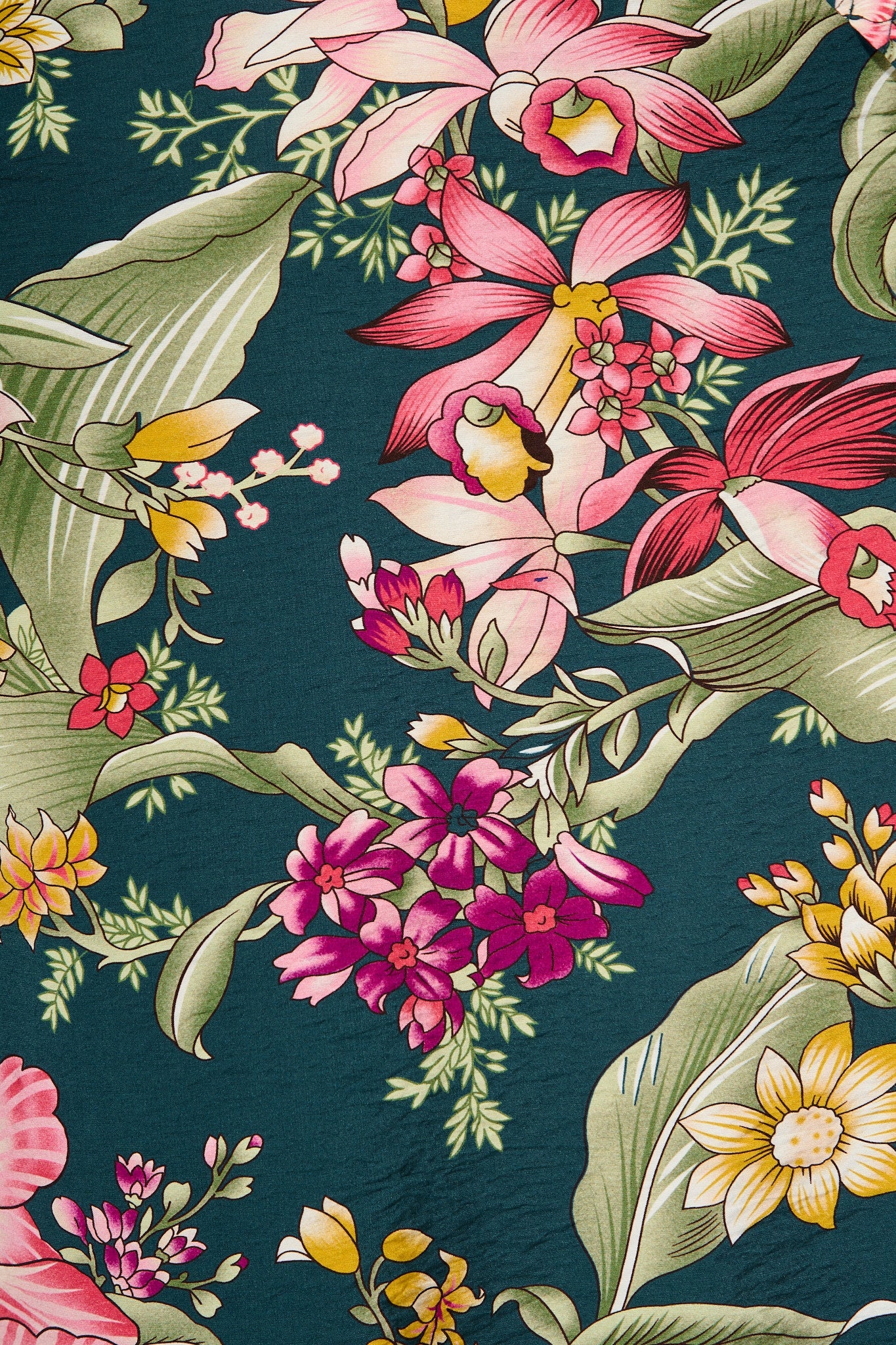 Evelina Midi Dress in Green with Multi Floral